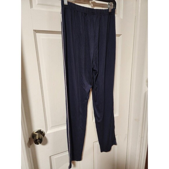 Nine West Women's Navy Short Sleeve With Pants Sleepwear Set Button Down Pajama - Picture 4 of 11